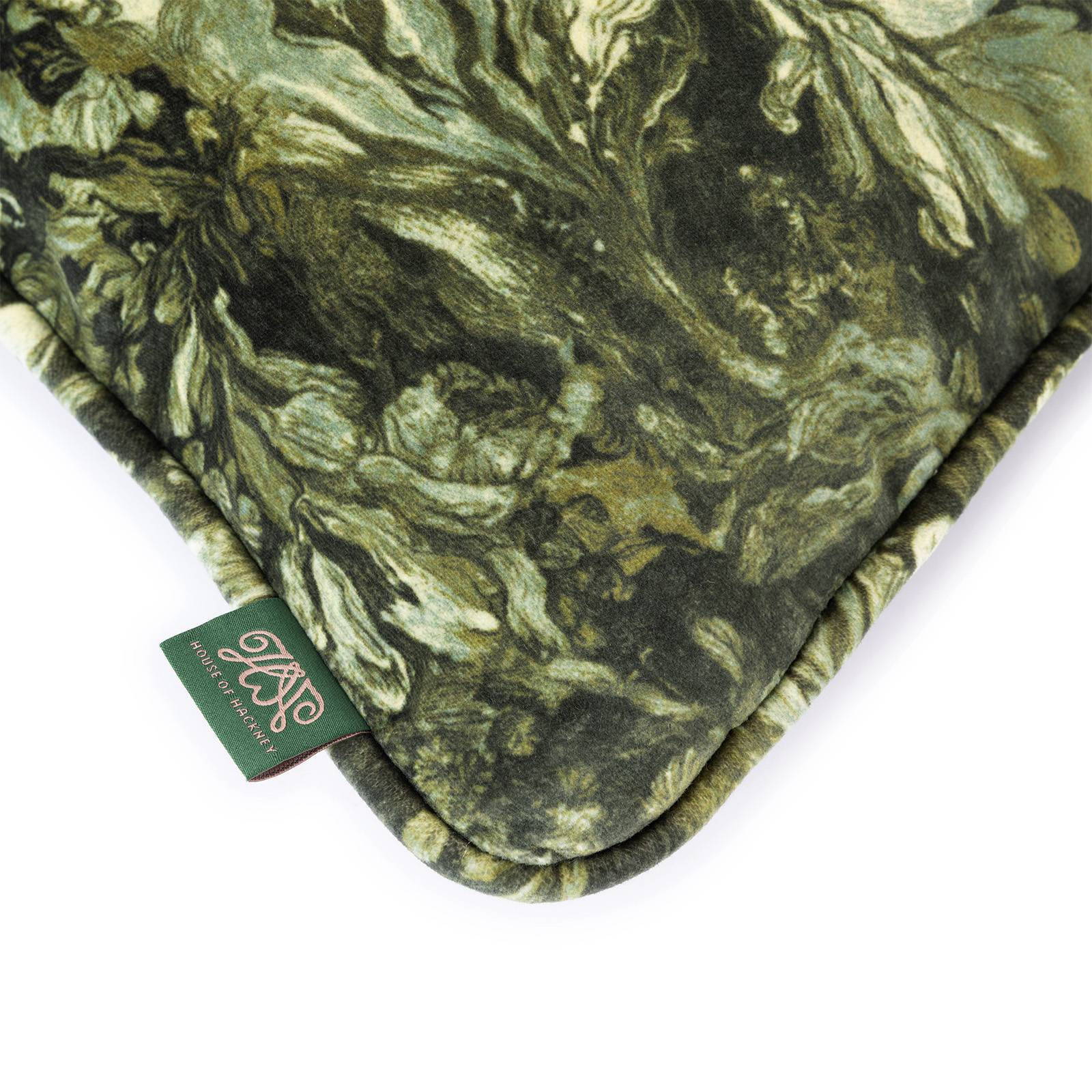 LICHEN Velvet Medium Piped Cushion - Verde