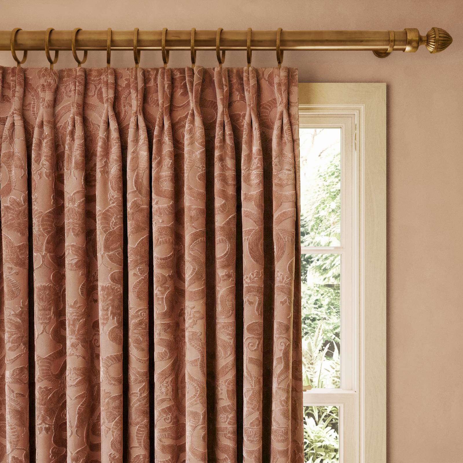 ANACONDA Velvet-Jacquard Curtain - Alabaster