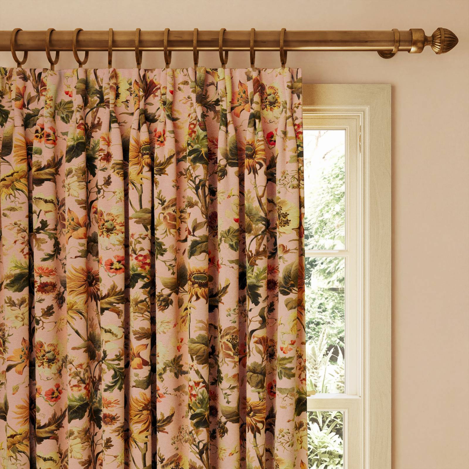 a curtain with flowers on it