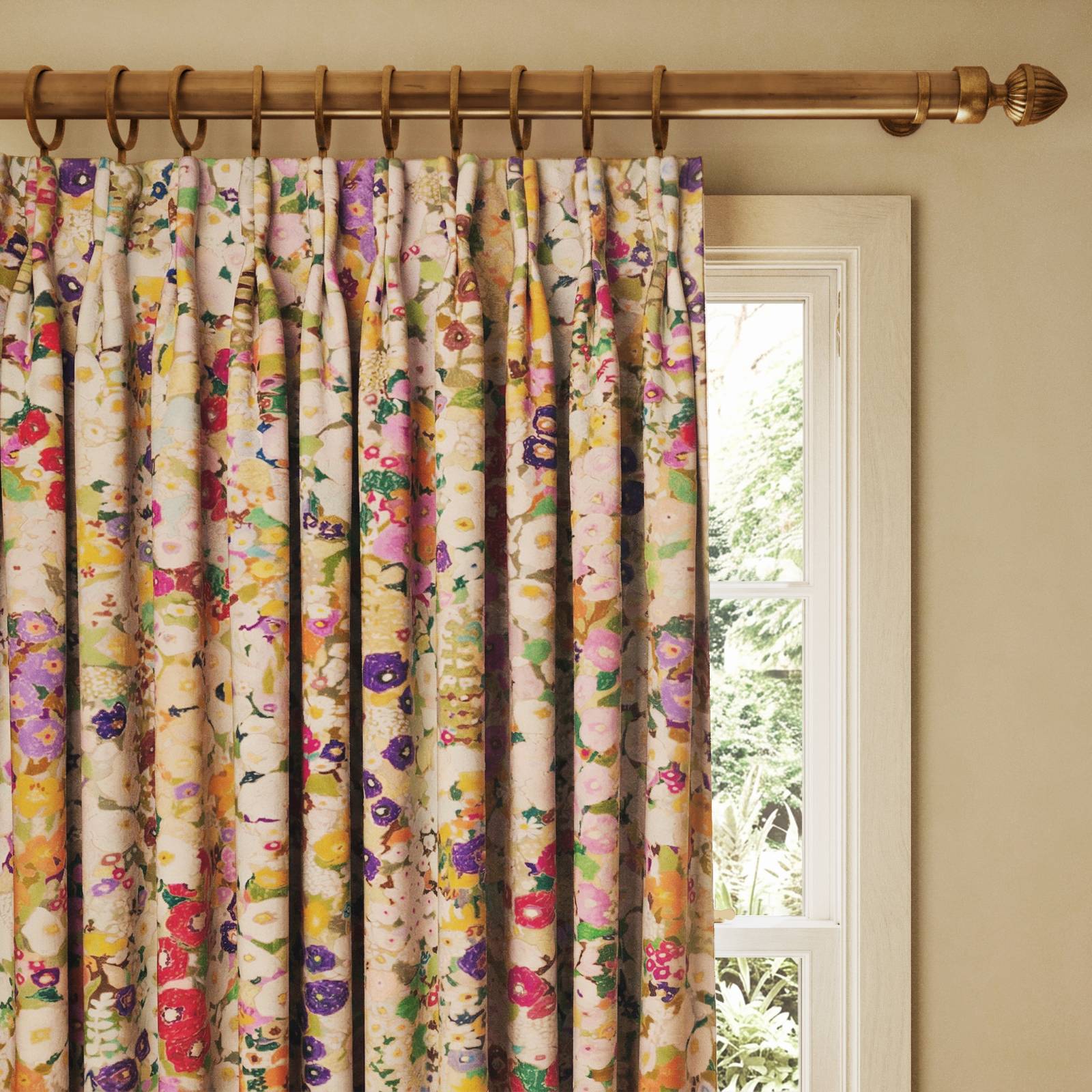 HOLLYHOCKS Cotton Linen Curtain - Spring