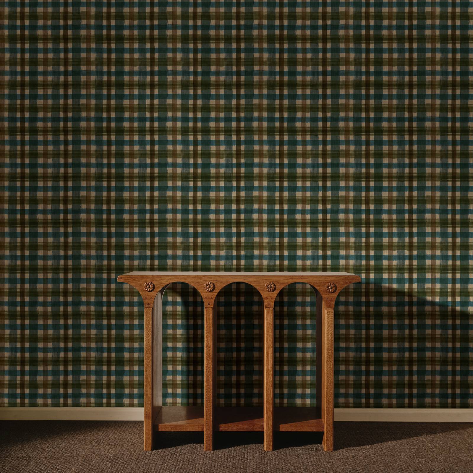 LONDON FIELDS CHECK Wallpaper - Cerulean
